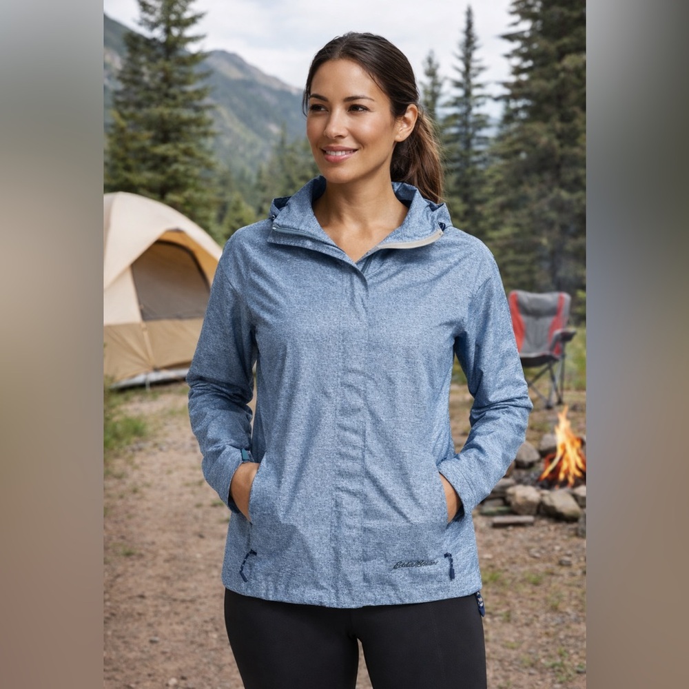 Eddie Bauer Women’s Lightweight Hooded Jacket – Blue Heather – Size Large